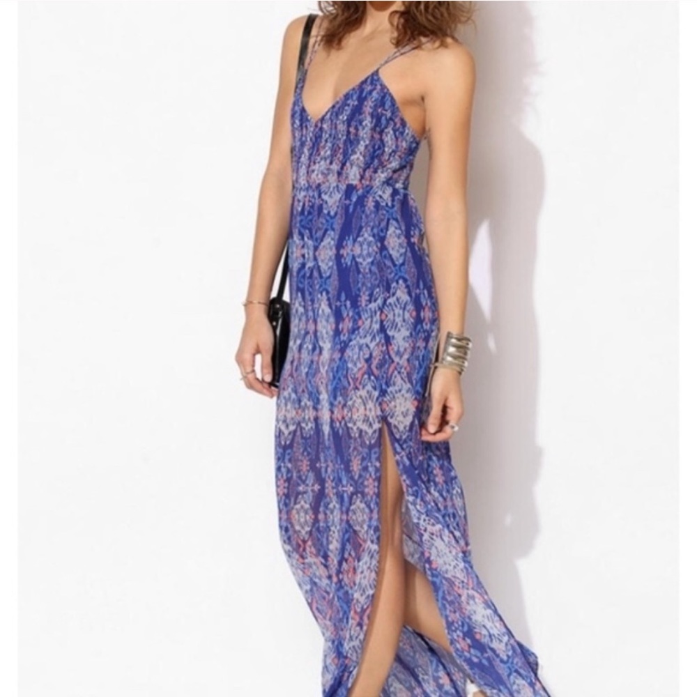 DV by Dolce Vita Blue Aztec Boho Sheer Maxi Dress